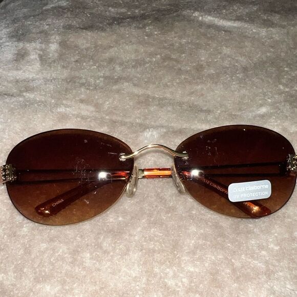 New! Liz Claiborne brown tinted wire frame sunglasses - Picture 11 of 11